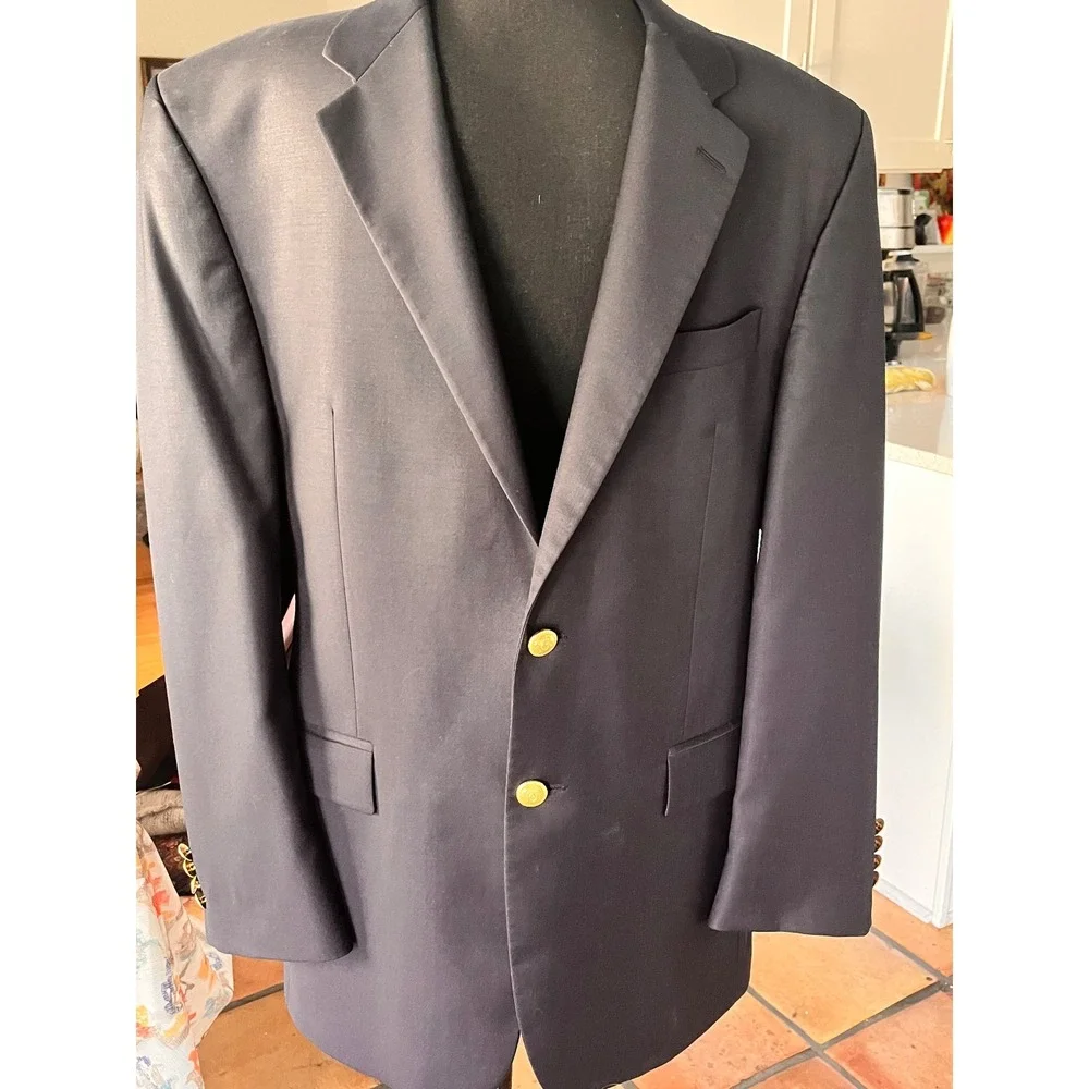 Lauren Ralph Lauren Navy Blue Classic Wool Blazer 42R gold‎ buttons